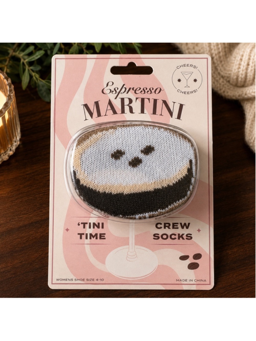 Espresso Martini Crew Socks in Gift Tin Novelty Women’s Socks